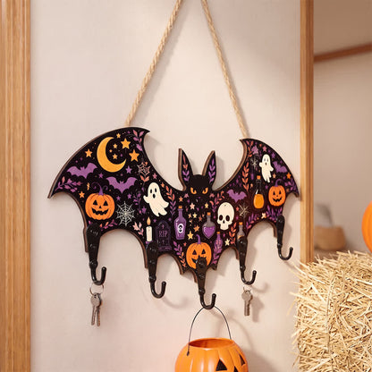 Halloween-Schlüsselhalter aus Holz in Fledermausform - image 1