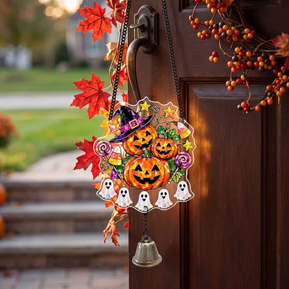 Halloween-Acryl-Sonnenfänger-Hängeornament mit Glocke - Gestapelte Kürbisse - 5 Stück - image 0