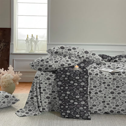 Halloween-Bettwäsche-Set aus Baumwolle mit Kürbismotiv (einfarbig) - image 14