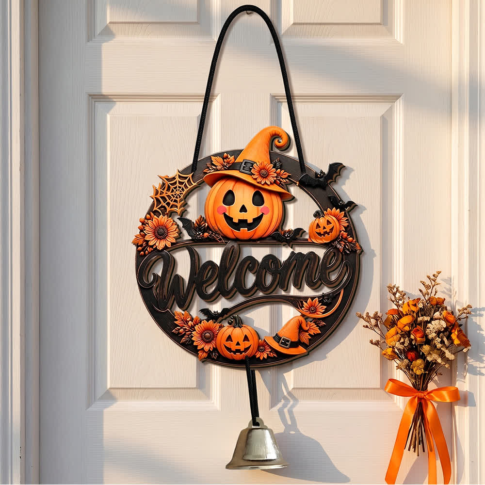 Gotisches Halloween-Türschild aus Holz - Kürbiskranz - 5 Stück - image 5