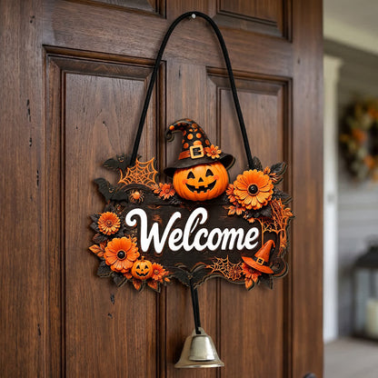 Gotisches Halloween-Türschild aus Holz - Kürbis-Willkommen - 5 Stück - image 2