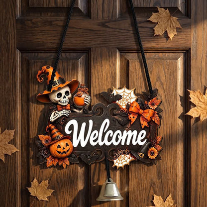 Gotisches Halloween-Türschild aus Holz - Skeletthexe - 5 Stück - image 3