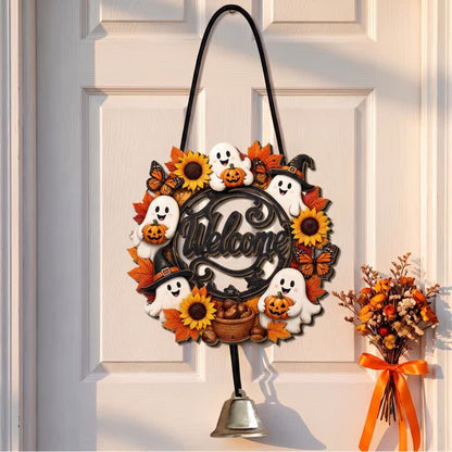 Gotisches Halloween-Türschild aus Holz - Geisterkranz - 5 Stück - image 1
