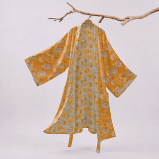 Halloween-Kimono-Bademantel mit Kürbissen und Geistern - Orange - 2XL - image 0