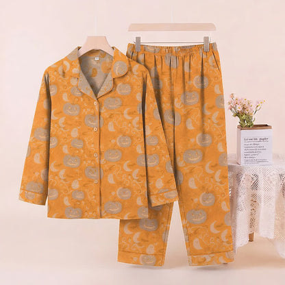 Orangefarbenes Halloween-Kürbis-Baumwoll-Loungewear-Set - Orange - XL - image 0