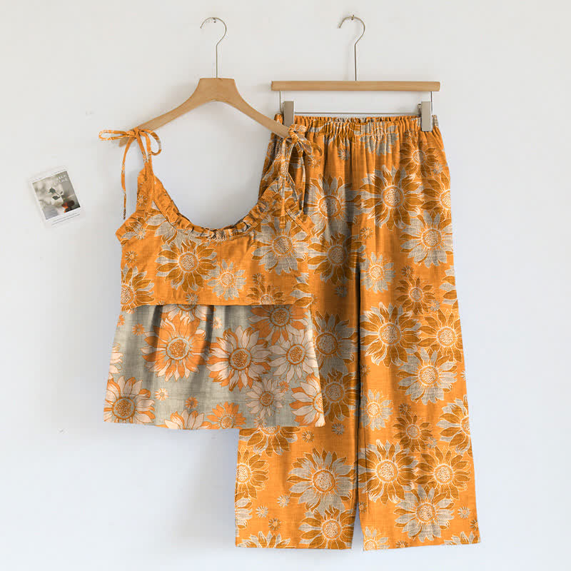 Loungewear-Set mit Sonnenblumenblüten-Trägern - image 8