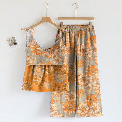 Loungewear-Set mit Sonnenblumenblüten-Trägern - image 1