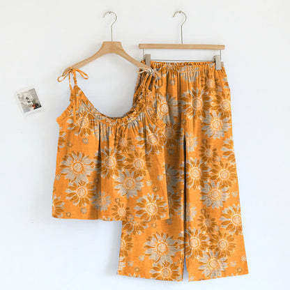 Loungewear-Set mit Sonnenblumenblüten-Trägern - Orange - XL - image 7