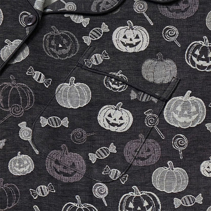 Schwarzes Halloween-Kürbis-Süßigkeiten-Baumwoll-Loungewear-Set - image 4