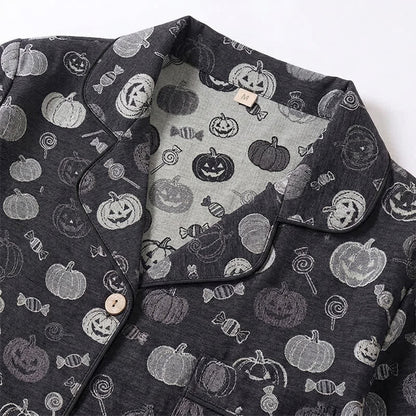 Schwarzes Halloween-Kürbis-Süßigkeiten-Baumwoll-Loungewear-Set - image 3