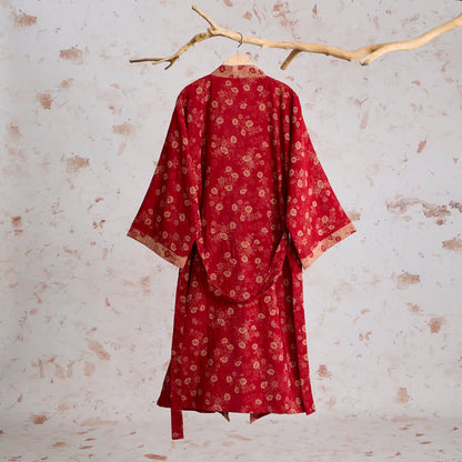 Retro-Kimono aus Baumwollgaze mit Blumenmuster - image 1