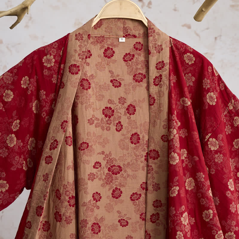 Retro-Kimono aus Baumwollgaze mit Blumenmuster - image 2
