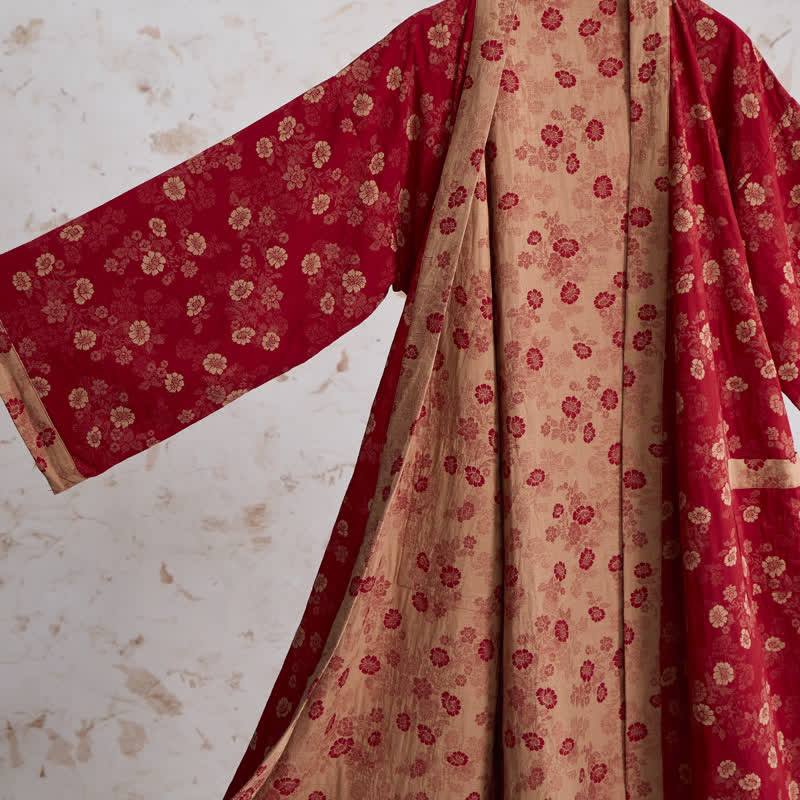 Retro-Kimono aus Baumwollgaze mit Blumenmuster - image 3