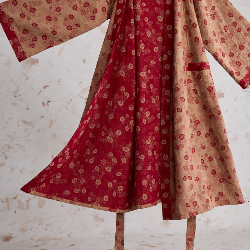 Retro-Kimono aus Baumwollgaze mit Blumenmuster - image 13