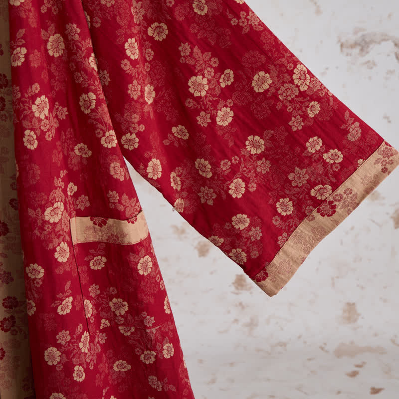 Retro-Kimono aus Baumwollgaze mit Blumenmuster - image 4