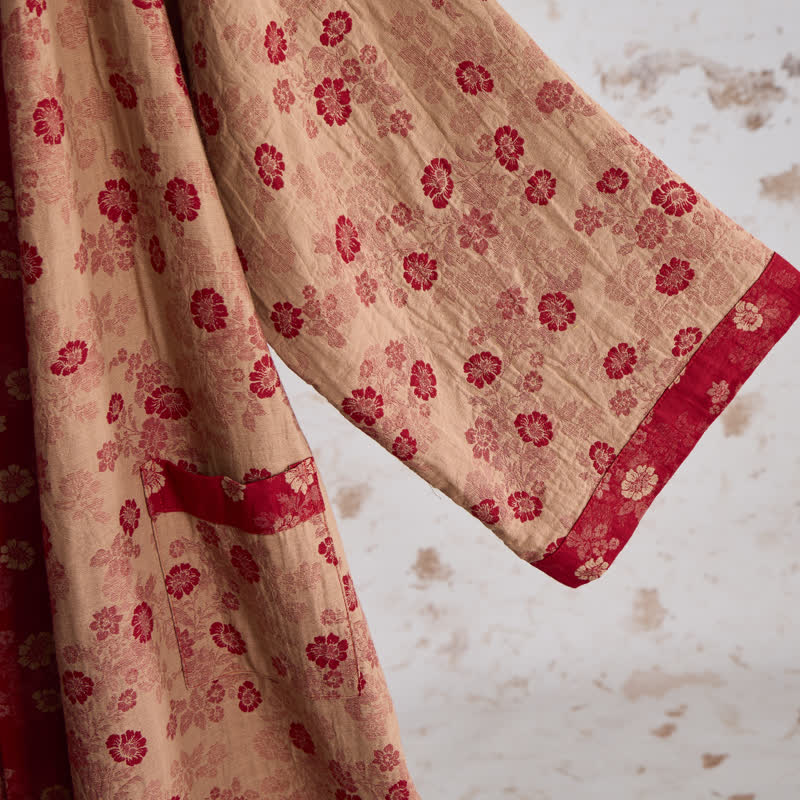 Retro-Kimono aus Baumwollgaze mit Blumenmuster - image 12