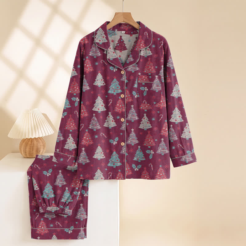 Weihnachtsbaum-Loungewear-Set aus Baumwollgaze - image 13