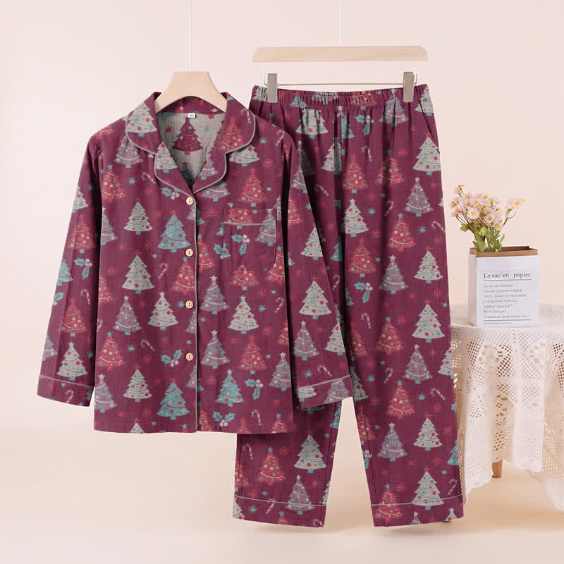Weihnachtsbaum-Loungewear-Set aus Baumwollgaze - Lila - XL - image 12