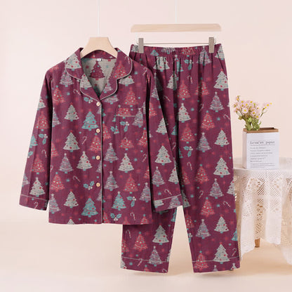 Weihnachtsbaum-Loungewear-Set aus Baumwollgaze - Lila - XL - image 12