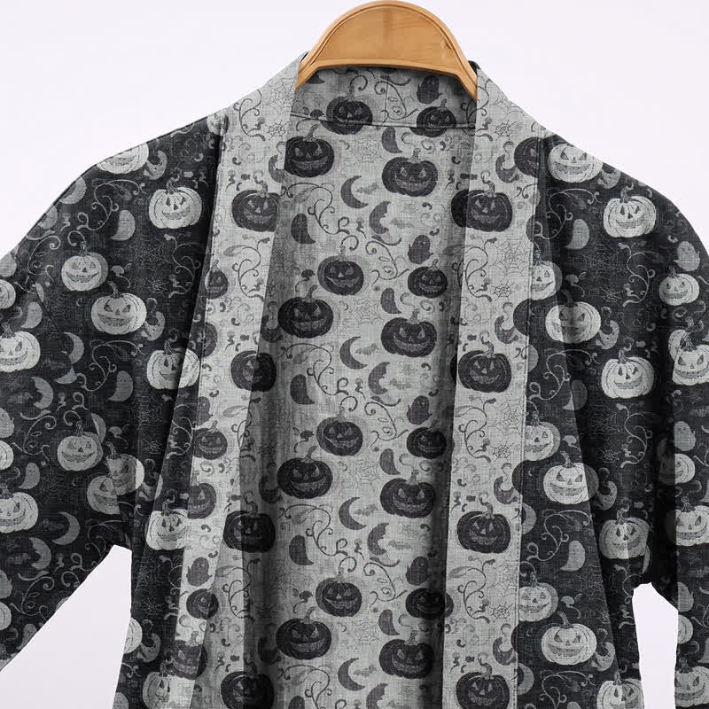 Halloween Kürbis Mond Baumwollkimono-Bademantel - image 2