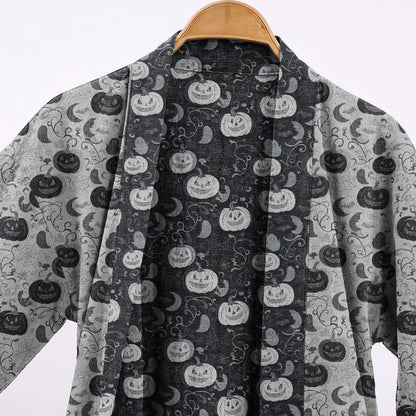 Halloween Kürbis Mond Baumwollkimono-Bademantel - image 7