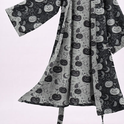 Halloween Kürbis Mond Baumwollkimono-Bademantel - image 3