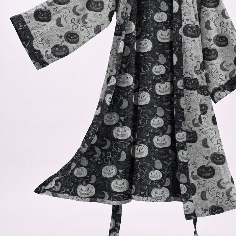 Halloween Kürbis Mond Baumwollkimono-Bademantel - image 8
