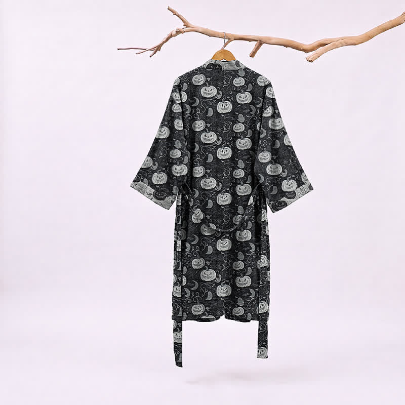 Halloween Kürbis Mond Baumwollkimono-Bademantel - image 1