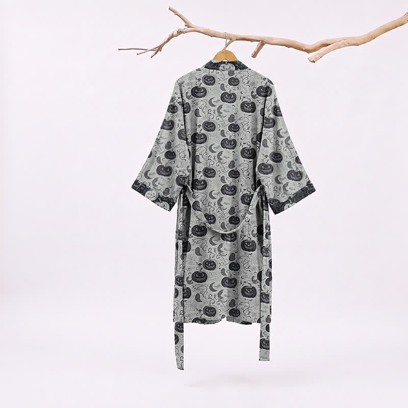 Halloween Kürbis Mond Baumwollkimono-Bademantel - image 6
