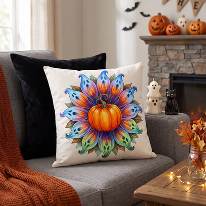 Halloween-Kürbis-Blumen-Kissenbezug - Cover + Einleger - 2 Stück - 45cm x 45cm - image 0