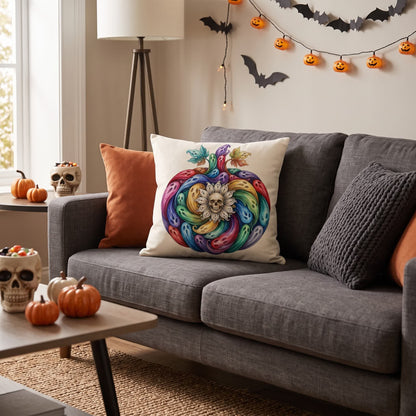 Kissenbezug mit Regenbogen-Geist-Kürbis-Halloween-Motiv - image 3