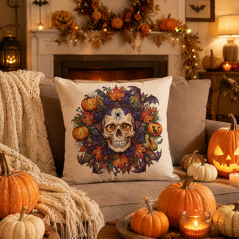 Vintage Gothic Halloween Totenkopf Kissenbezug - Cover + Einleger - 2 Stück - 45cm x 45cm - image 0