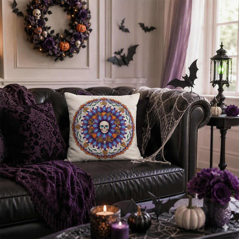 Halloween Gothic Totenkopf Mandala Kissenbezug - image 1