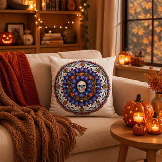 Halloween Gothic Totenkopf Mandala Kissenbezug - Cover + Einleger - 2 Stück - 45cm x 45cm - image 0