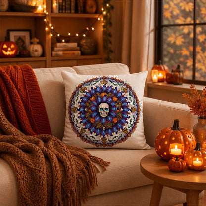 Halloween Gothic Totenkopf Mandala Kissenbezug - Cover + Einleger - 2 Stück - 45cm x 45cm - image 0