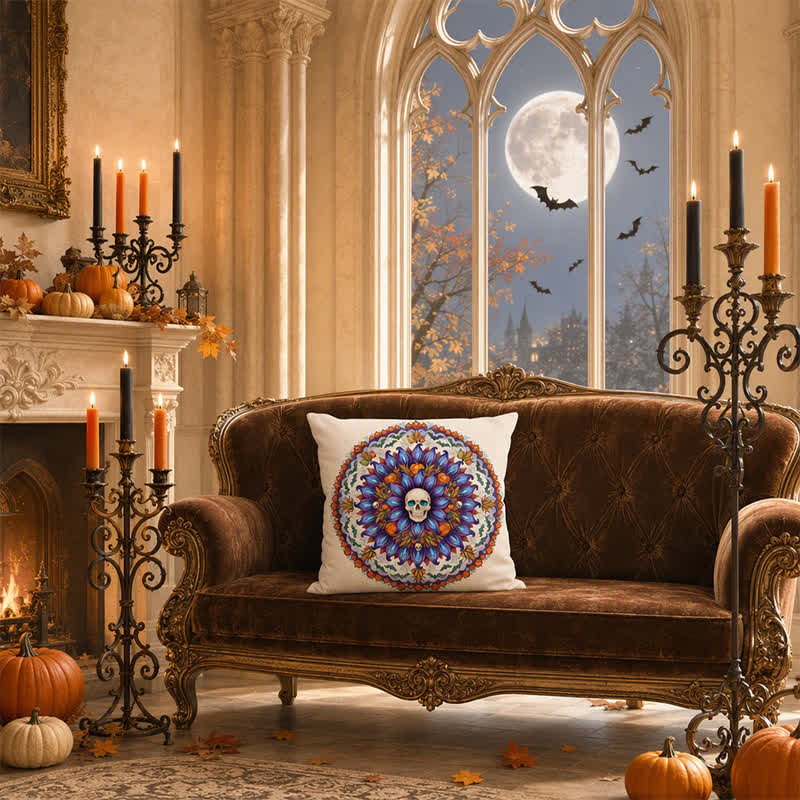 Halloween Gothic Totenkopf Mandala Kissenbezug - image 2