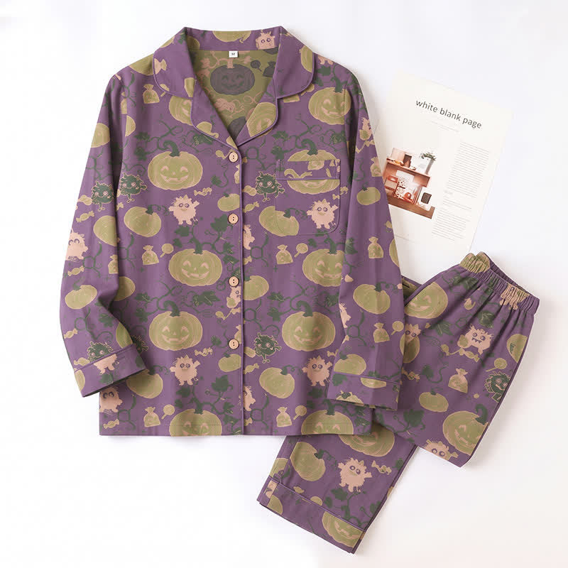 Verspieltes Halloween-Kürbis-Loungewear-Set - image 2