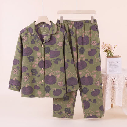 Verspieltes Halloween-Kürbis-Loungewear-Set - Grün - XL - image 5