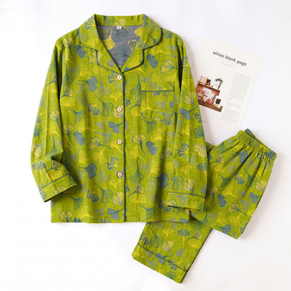 Naturinspiriertes Loungewear-Set aus Baumwolle mit Ginkgoblattmuster - image 2