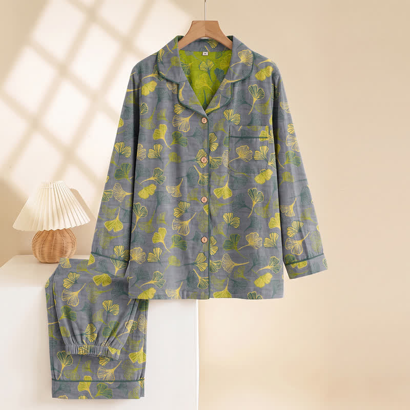 Naturinspiriertes Loungewear-Set aus Baumwolle mit Ginkgoblattmuster - image 7