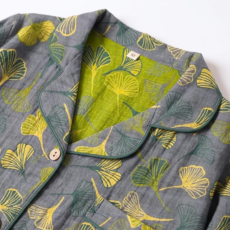 Naturinspiriertes Loungewear-Set aus Baumwolle mit Ginkgoblattmuster - image 9