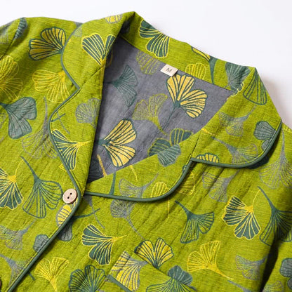 Naturinspiriertes Loungewear-Set aus Baumwolle mit Ginkgoblattmuster - image 4