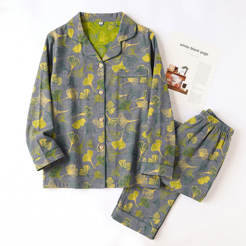 Naturinspiriertes Loungewear-Set aus Baumwolle mit Ginkgoblattmuster - image 8