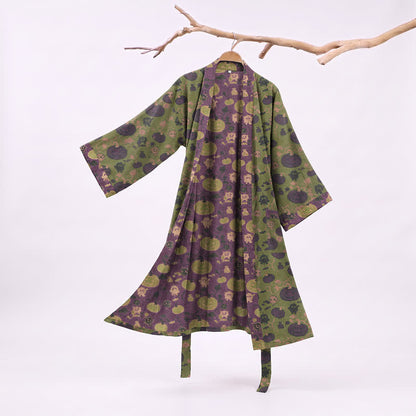 Halloween Kürbis Monster Baumwollkimono-Bademantel - Grün - XXL - image 5