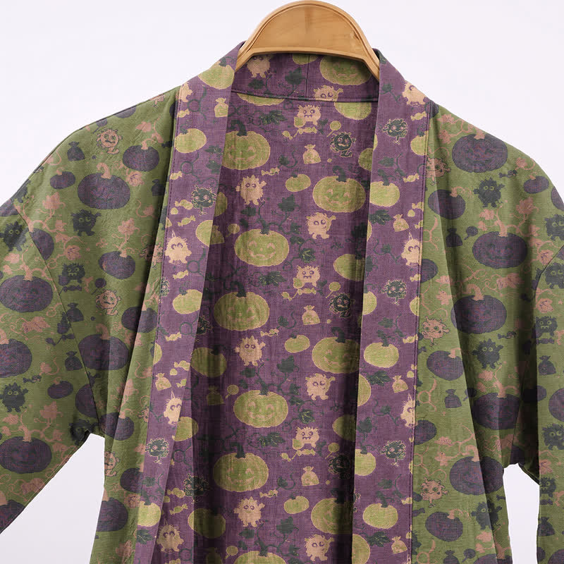 Halloween Kürbis Monster Baumwollkimono-Bademantel - image 7