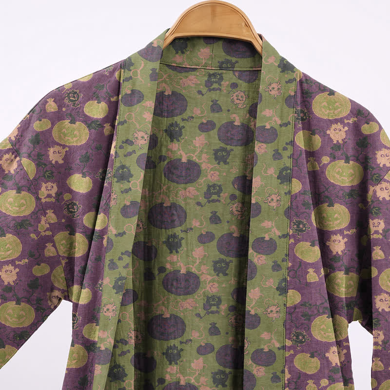 Halloween Kürbis Monster Baumwollkimono-Bademantel - image 2