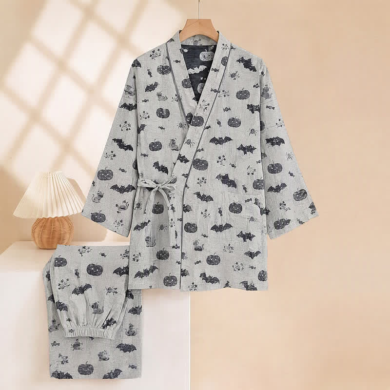 Halloween-Fledermaus-Kürbis-Baumwollkimono-Pyjama-Set - image 8