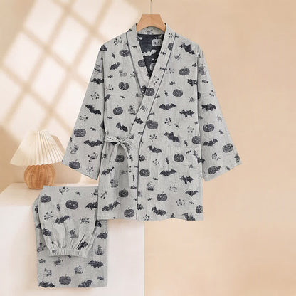 Halloween-Fledermaus-Kürbis-Baumwollkimono-Pyjama-Set - image 8