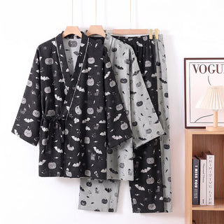 Halloween-Fledermaus-Kürbis-Baumwollkimono-Pyjama-Set - image 0