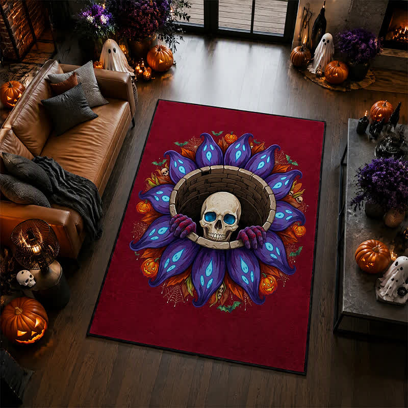 Gothic-Totenkopf-Teppich für Halloween, rutschfest - 95" x 119" - image 0